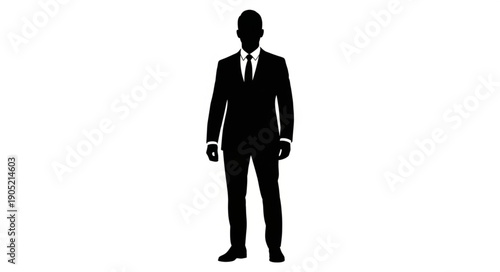 Full Body Silhouette of a Professional Businessman Standing Upright.