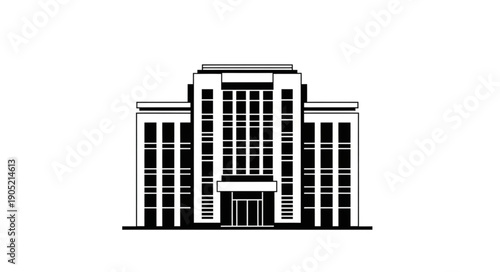 Modern Office Building Illustration with Contemporary Architectural Design and Multiple Windows.