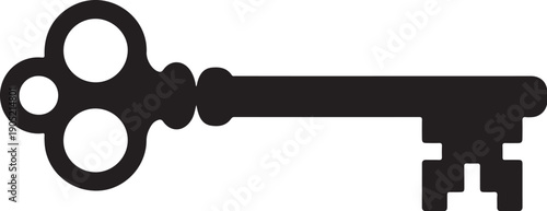 Black Key with Detailed Bow and Bit keyhole