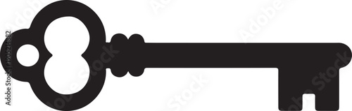 Black key with intricate bow and simple bit keyhole