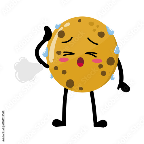 Cute Hand Drawn Tired Choco Chips Cookie Sigh