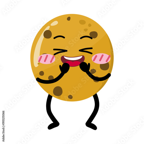 Cute Hand Drawn Shy Choco Chips Cookie Blushing