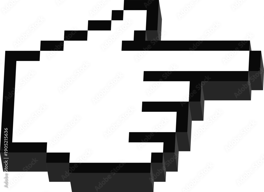 Fototapeta premium Hand Finger Right 3D pixel icon
