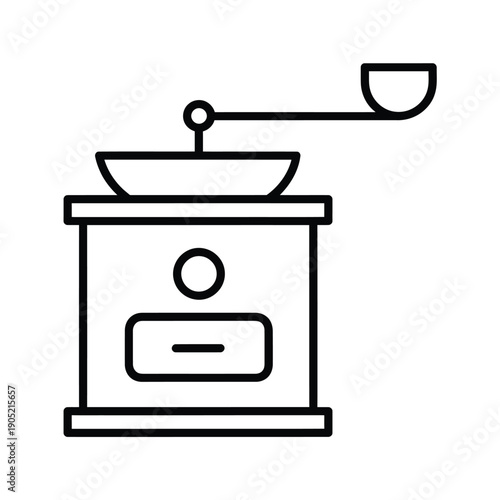 Black coffee grinder on white background kitchen appliance
