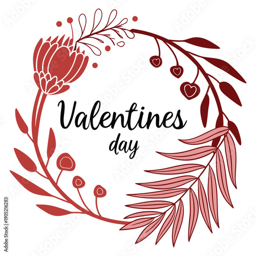 Rustic Bohemian Leaf Wreath Valentine Design