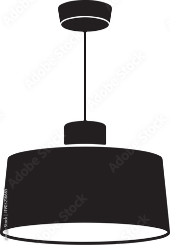 Black pendant light with cylindrical shade and ceiling mount
