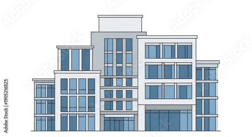 Modern Office Building Exterior Illustration.