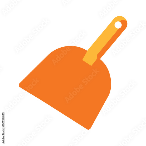Orange dustpan with yellow handle tool
