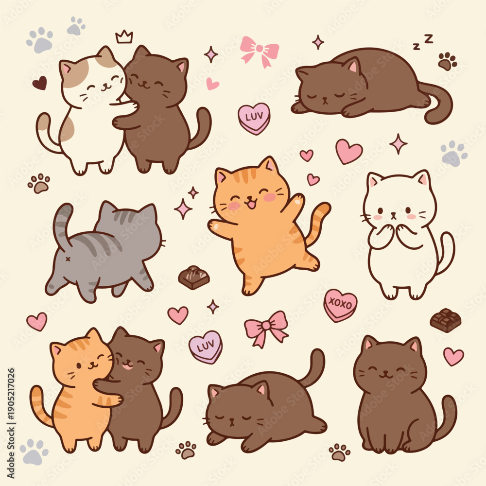 Obraz premium Valentine Elements Vector Set – Romantic Love Collection with Heart Objects