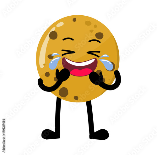 Cute Hand Drawn Funny Choco Chips Cookie Laughing Out Loud