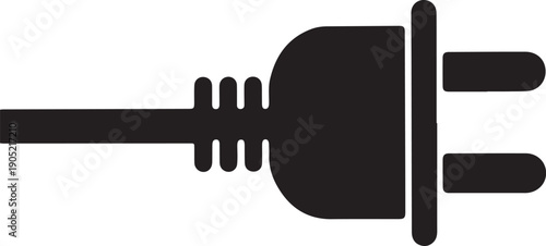 Black power plug with two prongs electric electricity