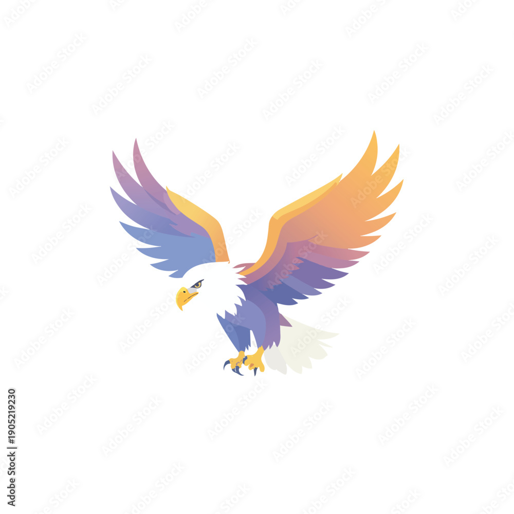 Fototapeta premium Colorful Flying Bird Illustration Isolated on White Background