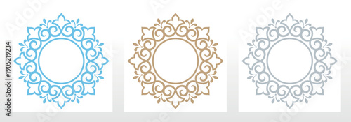 Set of decorative frames Elegant vector element for design in Eastern style, place for text. Floral colored frames. Lace illustration for invitations and greeting cards