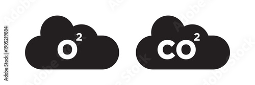 o2 and co2 Emissions Vector Icon Illustration