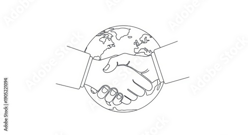 Global Partnership Handshake Over Earth Illustration