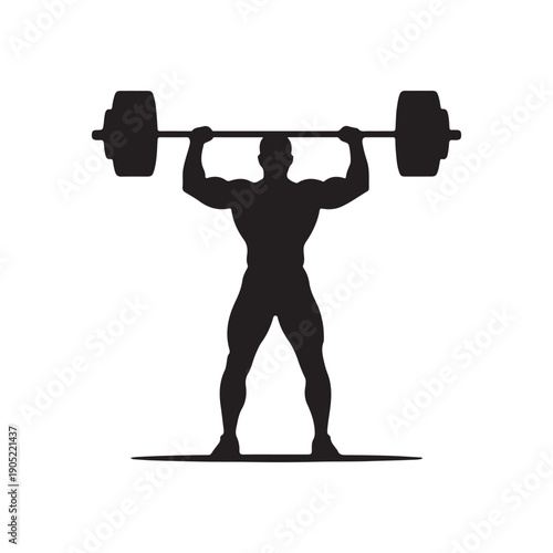 Weight lifter man silhouette vector flat illustration design.