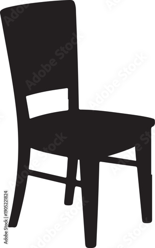 Black wooden chair with curved backrest and four legs