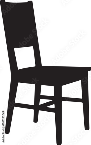 Black wooden chair with square backrest and four legs