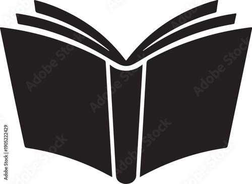 Open black and white book with visible pages open book