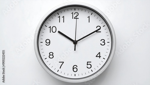 Wallpaper Mural Minimalist White Wall Clock Showing Ten Past Ten. Torontodigital.ca
