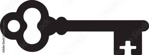 old key on white background