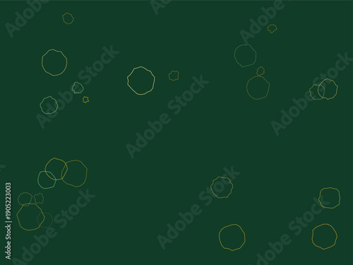 Hand-drawn sketchy green glowing circular shapes scattered on dark textured background with organic outlines and neon accents