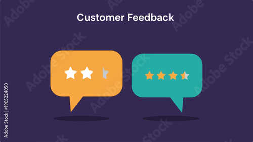 Illustration of two speech bubbles representing customer ratings