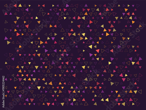 Triangular colorful geometric patterns on dark purple background with subtle texture