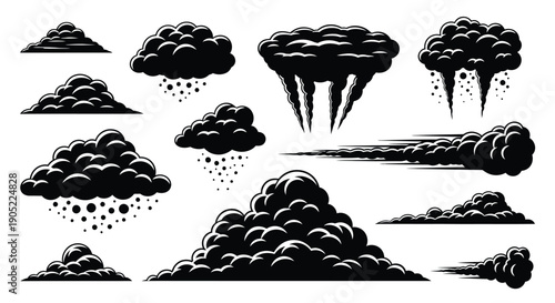 Collection of various cloud and smoke formations