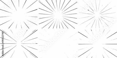Abstract pattern of radiating lines forming starburst shapes on a white background