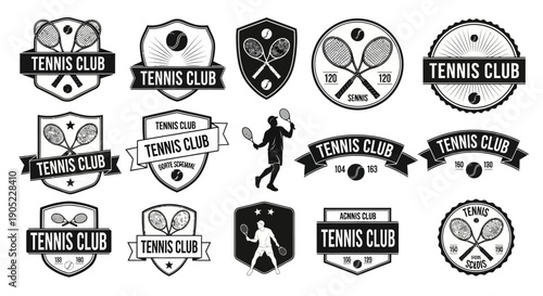Vintage Tennis Club Logo Collection with Retro Badge Design