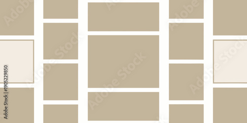 Abstract arrangement of neutral colored rectangles with white spacing