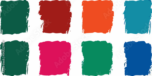A collection of eight rectangular color swatches in varying hues