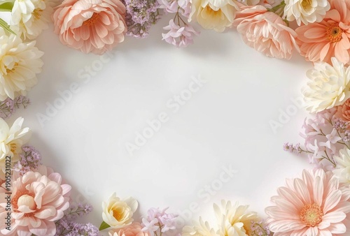 パステルカラーの花のフレーム