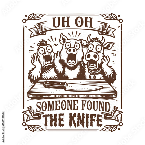 Uh oh someone found the knife T-shirt Design, Sarcastic Cutting Board Art, Funny Kitchen Engraving, Laser Cutting Board Design, Cute Kitchen Quote ClipArt