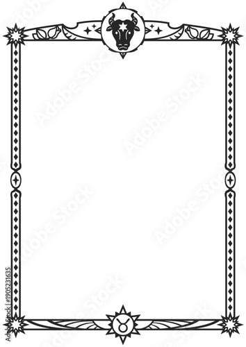 牡牛座イラスト枠（黒）