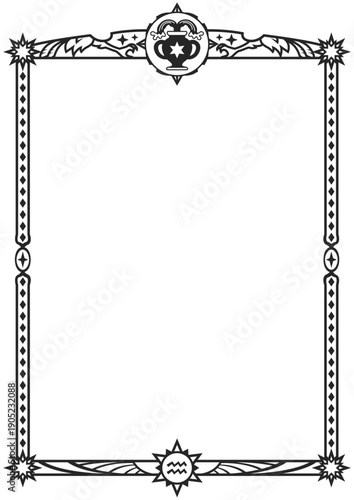 水瓶座イラスト枠（黒）