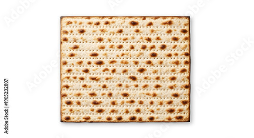 Matzo Unleavened Bread Isolated on White Background, Traditional Jewish Passover Food
