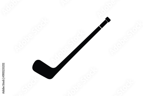 Professional ice hockey stick silhouette isolated on white background for winter sports competition designs