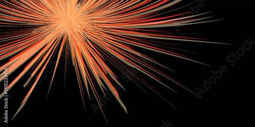 Banner red firework night time celebrate national holiday. Countdown new year 2025 festival with copy space. Banner Red Firework celebrate anniversary happy new year 2026 4th of july holiday festival