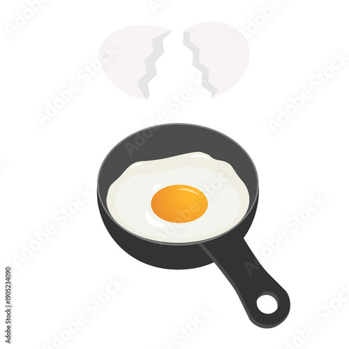 調理中の目玉焼きのイラスト