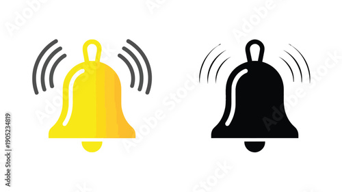 Two Bells Ringing: Yellow and Black with Sound Waves