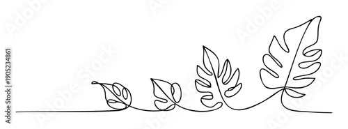 Elegant single continuous line artwork depicting a series of evolving botanical leaves, suitable for contemporary decor, green business identities, and environmental awareness campaigns.