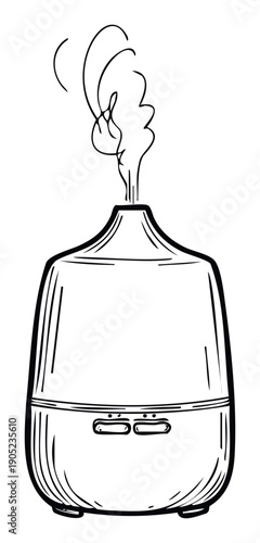 Modern ultrasonic essential oil diffuser emitting aromatic mist, perfect for wellness, aromatherapy, and home comfort product promotions or relaxation guides.