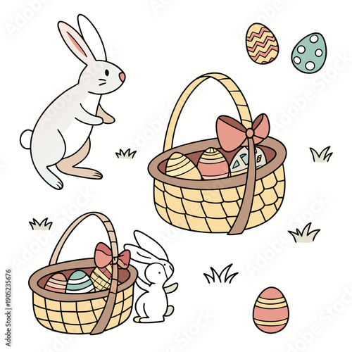 Childrens Easter Hidden Object Puzzle Illustration with Interactive Search Elements and Festive Holiday Characters
