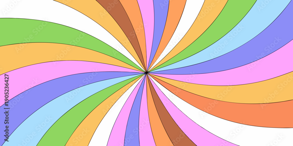 Obraz premium Colorful spiral pattern with swirling stripes radiating from a central point