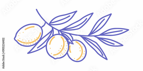 A simple illustration of a branch with three lemons and leaves