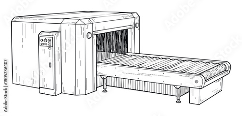 Xray baggage scanner with conveyor belt for luggage screening at airport security checkpoints or package inspection in logistics and freight operations