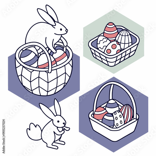 3D Isometric Easter Collection of Icons and Symbols for Modern Holiday Graphics and Data Visualization Projects