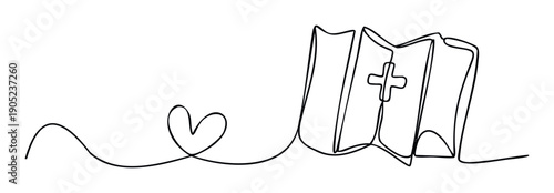 Continuous single line drawing illustrating a heart connected to a medical chart with a cross symbol representing care and health, perfect for wellness campaigns and healthcare branding